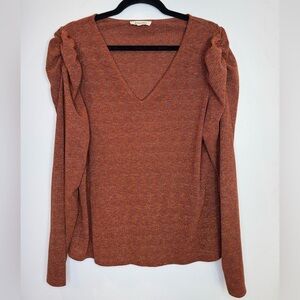 Grain de Malice Rust metallic colourful threads V-Neck Top size XL